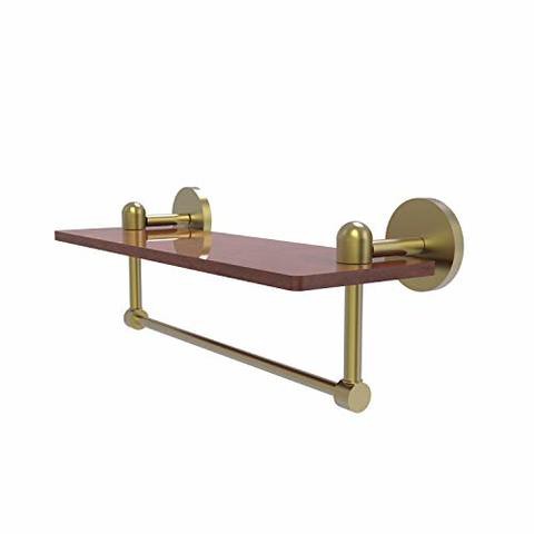 Allied Precision Industries Allied Brass Ta-1Tb-16-Irw Tango Collection 16 Inch Solid Ipe Ironwood Integrated Towel Bar Wood Shelf, Satin Brass