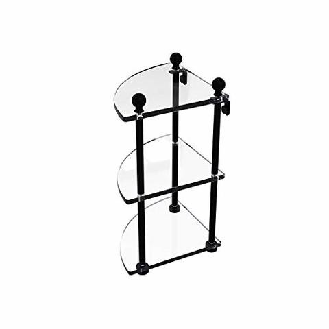 Allied Precision Industries Allied Brass Ma-6 Mambo Collection 3 Tier Corner Glass Shelf, Matte Black