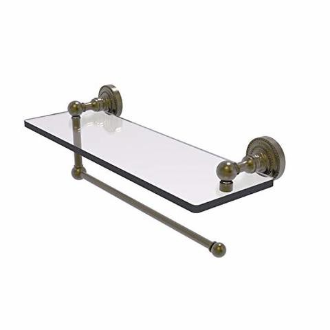 Allied Precision Industries Allied Brass Dt-1Pt/16 Dottingham Collection Paper Towel Holder With 16 Inch Glass Shelf, Antique Brass