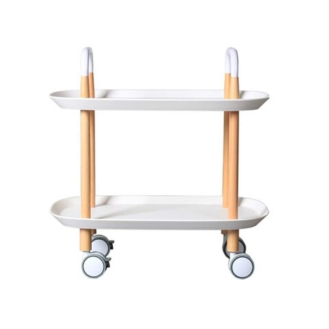 ALISSA-2-Tier Utility Cart Storage Pantry Rolling Cart, White.

