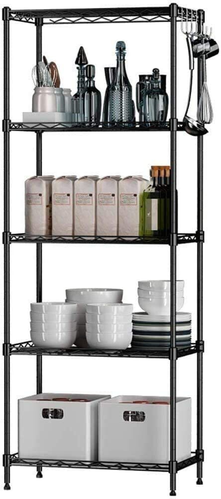 Generic 5-Tier Wire Shelving Bathroom Storage, Beone 5 Shelves Unit Metal Kitchen Storage Rack(Black)