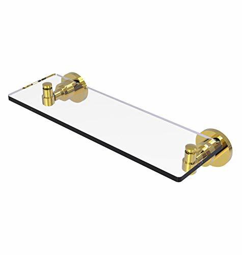 Allied Precision Industries Allied Brass Ws-1/16 Washing Square Collection 16 Inch Vanity Beveled Edges Glass Shelf, Polished Brass