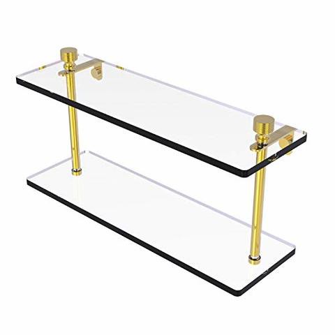 Allied Precision Industries Allied Brass Ft-2/16 Foxtrot Collection 16 Inch Two Tiered Glass Shelf, Polished Brass