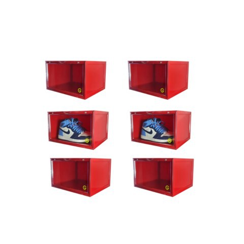 Goldedge Sneaker Storage Box Stack Up Series - Six Box Red 36cm