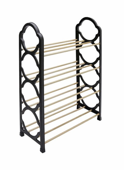 Cyber 4 Layer Shoe Rack Black/Beige