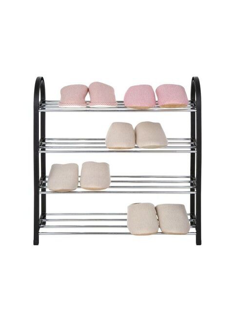 Generic 4-Tier Shoe Rack Black/Silver 58X5X18cm