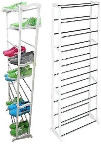 Silver Shelves Multi Color 10 Tier Shoe Rack and Organizer