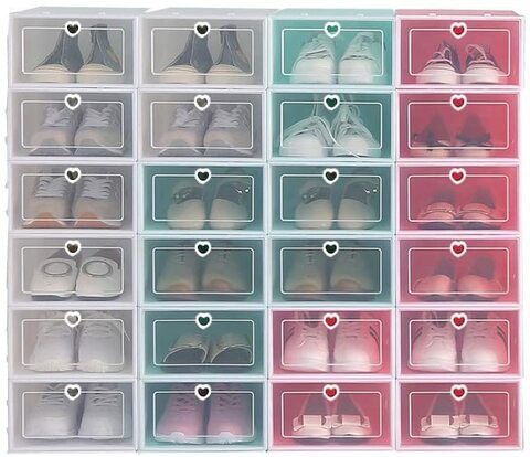 Other Clear Plastic Shoe Storage Transparent Stackable Organizer Box (Mixed-24Pcs)