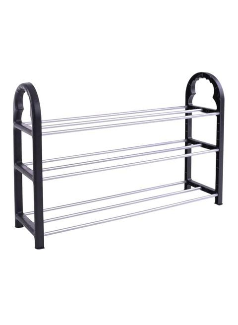 Generic - 3-Layer Shoe Rack Silver/Black 65x19x44millimeter