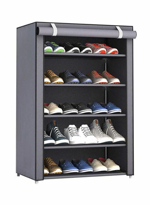 Almufarrej 5-Layer Shoe Rack Grey 60X90X30Centimeter