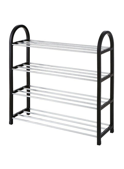 Generic 4-Tier Shoe Rack Storage Organizer Black/Silver 58centimeter