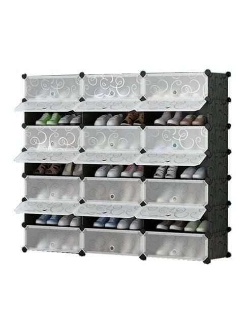 21 Cube Modular Shoe Cabinet Black/White 141x37x129cm