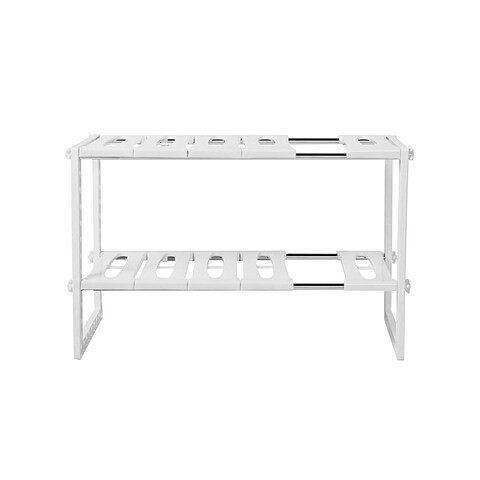 ALISSA-Multipurpose Under Sink Kitchen Rack Adjustable Storage Organizer, White.