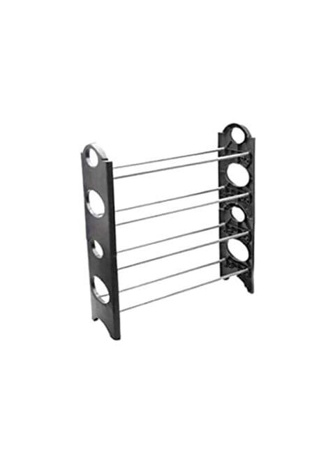 Generic 2-Piece 4 Layer Stackable Shoe Rack Black/Silver