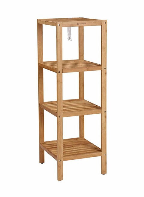 4-Tier Bamboo Shelf Storage Rack Brown 37x37x110centimeter