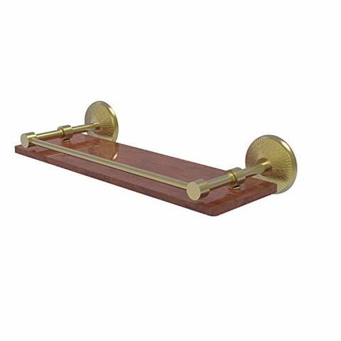 Allied Precision Industries Allied Brass Mc-1-16-Gal-Irw Monte Carlo Collection 16 Inch Solid Ipe Ironwood Gallery Rail Wood Shelf, Satin Brass