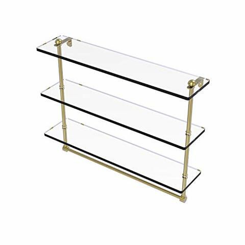 Allied Precision Industries Allied Brass Rc-5/16Tb 16 Inch Triple Tiered Integrated Towel Bar Glass Shelf, Satin Brass