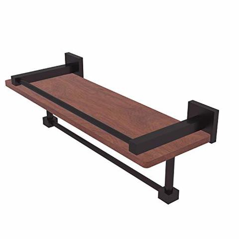 Allied Precision Industries Allied Brass Mt-1-16Tb-Gal-Irw Montero Collection 16 Inch Ipe Ironwood Gallery Rail And Towel Bar Wood Shelf, Antique