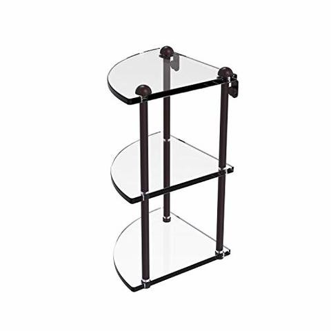 Allied Precision Industries Allied Brass Rc-6 Three Tier Corner Glass Shelf, Antique Bronze