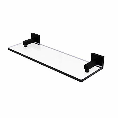 Allied Precision Industries Allied Brass Mt-1-16 Montero Collection 16 Inch Vanity Beveled Edges Glass Shelf, Matte Black