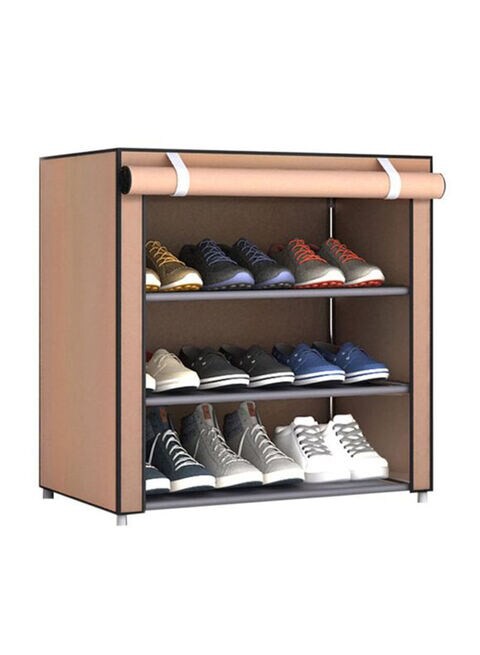 Generic Three-Layered Shoe Rack Coffee/Beige 57X15X7cm