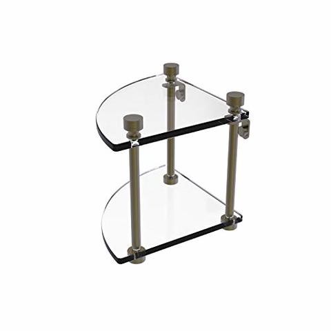 Allied Precision Industries Allied Brass Ft-3 Foxtrot Collection Two Tier Corner Glass Shelf, Antique Brass