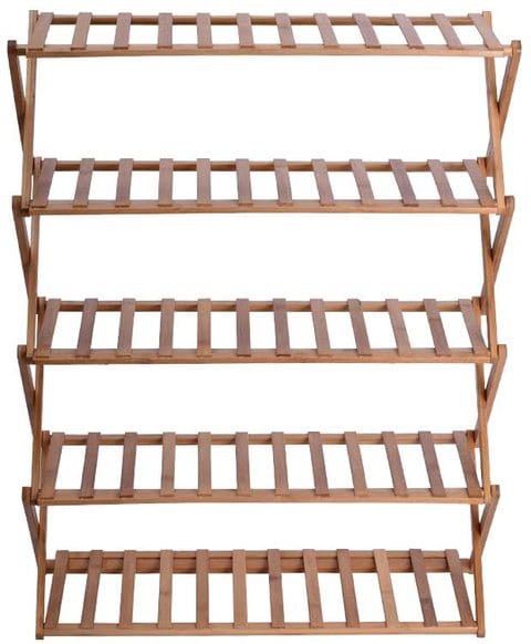 Yatai - 5-Tier Foldable Bamboo Wooden Shoe Rack Multifunctional Free-Standing Shoe Shelf