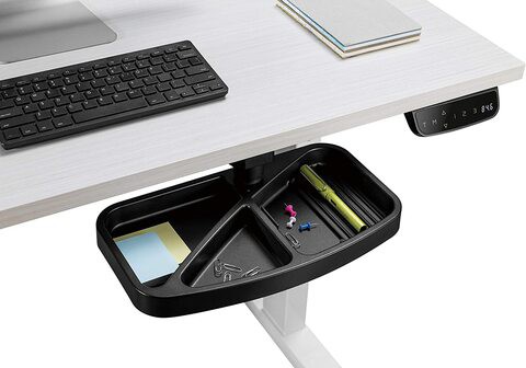 Space Saving Under Desk Drawer, Storage Tray &amp; Organizer, Standing Desk Accessories By Navodesk (Black)