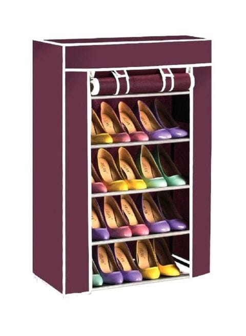 Generic 5-Shelf Shoe Rack Maroon/White 90X45X30Centimeter