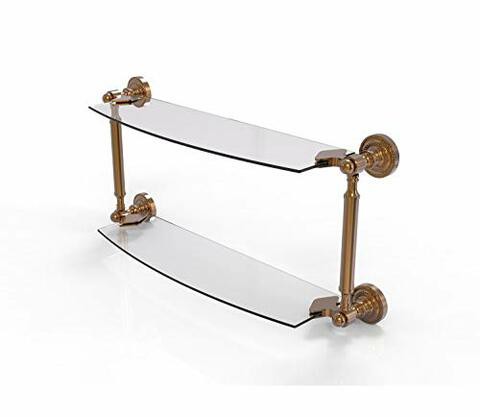 Allied Precision Industries Allied Brass Dt-34/18 Dottingham Collection 18 Inch Two Tiered Glass Shelf, Brushed Bronze