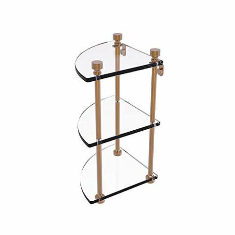 Allied Precision Industries Allied Brass Ft-6 Foxtrot Collection Three Tier Corner Glass Shelf, Brushed Bronze