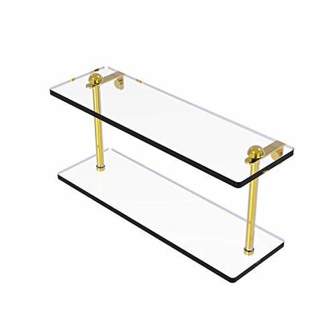 Allied Brass Rc-2/16 16 Inch Two Tiered Glass Shelf, Polished Brass