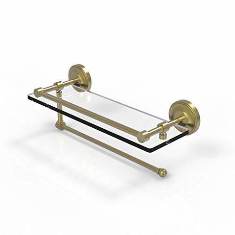 Allied Precision Industries Allied Brass Prbp-1Pt/16-Gal Prestige Regal Collection Paper Towel Holder With 16 Inch Gallery Glass Shelf, Satin Brass