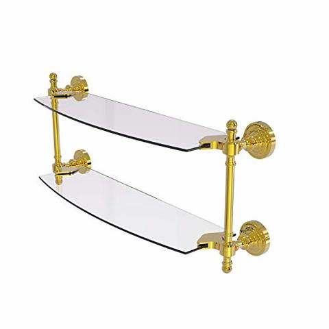 Allied Precision Industries Allied Brass Rd-34/18 Retro Dot Collection 18 Inch Two Tiered Glass Shelf, Polished Brass