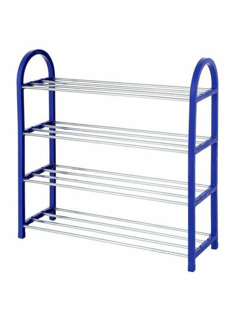 Generic 4-Tier Shoe Rack Blue/Silver 57X19X57Centimeter