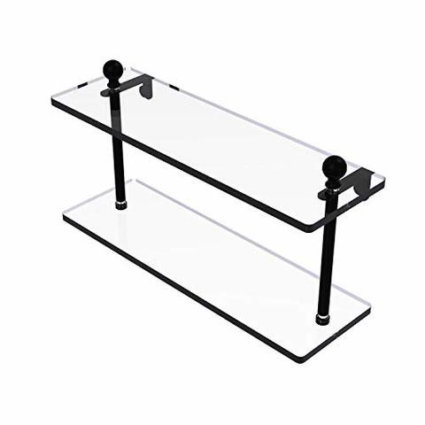 Allied Precision Industries Allied Brass Ma-2/16 Mambo Collection 16 Inch Two Tiered Glass Shelf, Matte Black