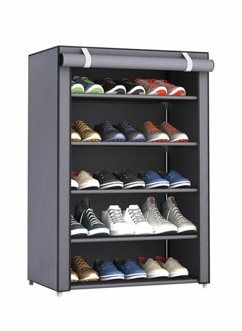 Almufarrej 5-Layered Shoe Rack Grey/Black 60X90X30Cm