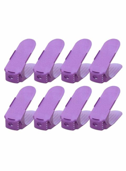 Generic 8-Piece Double Layer Adjustable Shoes Storage Rack Set Purple 25 X 14Centimeter