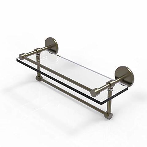 Allied Precision Industries Allied Brass P1000-1Tb/16-Gal-Abr 16 Inch Gallery Towel Bar Glass Shelf, Antique Brass