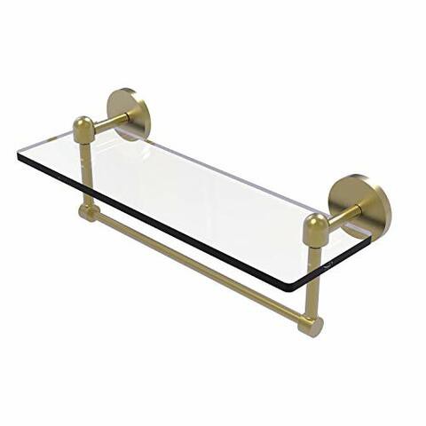 Allied Precision Industries Allied Brass Ta-1Tb/16-Sbr Glass Shelf With Towel Bar, 16-Inch X 5-Inch