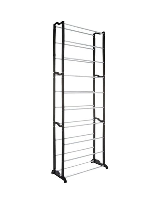 Muzz 10-Tier Portable Shoe Rack Black/Silver