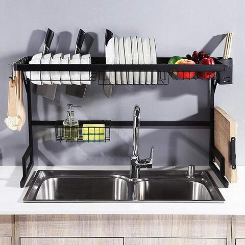 Orchid Dish Drying Rack Over Sink Display Stand Drainer Stainless Steel Kitchen Supplies Storage Shelf Utensils Holder