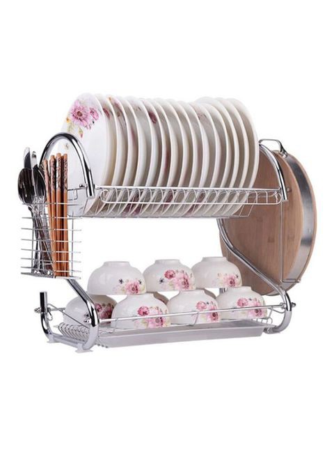 Generic Dish Drying Rack Silver/Beige 42 X 24 X 38cm