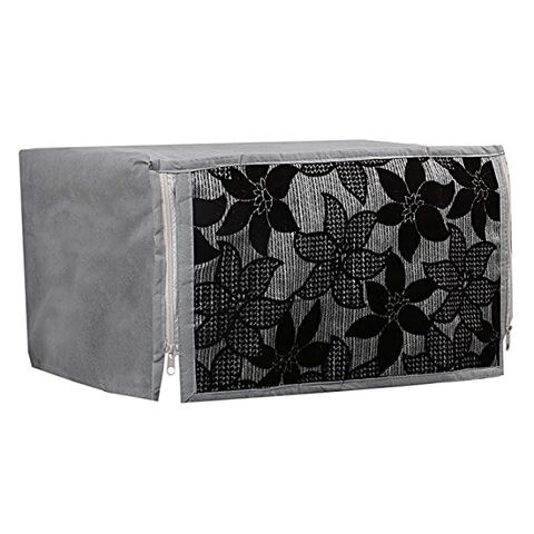 Kuber Industries Velvet Microwave Oven Cover 20 LTR (Black &amp; Grey) -CTKTC5718