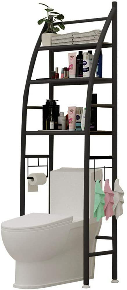 Toshionics Metal Toilet Cabinet Shelving Kitchen Bathroom Space Saver Shelf Organizer Holder New