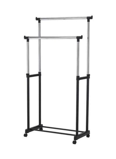 Generic Double Pole Clothes Portable Rack Silver/Black 84.5X43cm