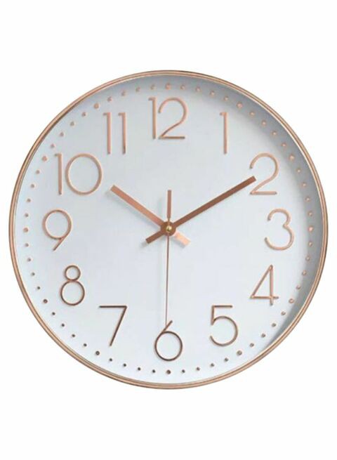 East Lady Round Wall Clock Gold/White 30 x 30cm