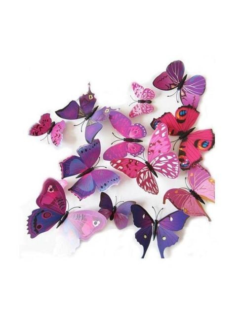 Generic 12 Piece 3D Mix Colour Butterfly Wall Sticker