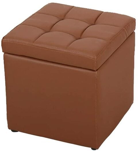 Sdjj Storage Stool, Sofa Shoe Bench Storage Ottoman Cube Foot Rest Stool With Hinged Lid For Home Bedroom Can Sit On The Box (Pu-Brown)