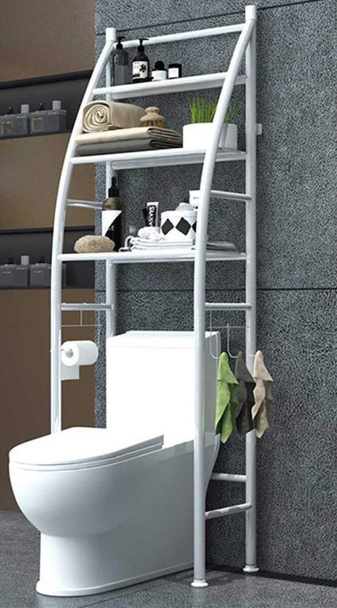 NuSense Metal Toilet Cabinet Shelving Kitchen Bathroom Space Saver Shelf Organizer Holder New